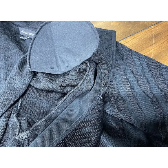 Ming Wang Black Striped Textured Cardigan Open Front Jacket Size Medium - Picture 12 of 12